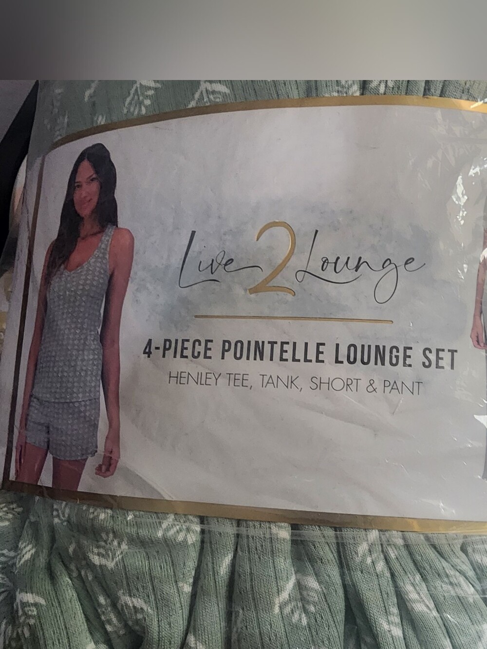 Live 2 Lounge Women’s Green Pointelle 4-Piece Lounge Set